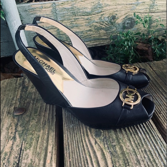 MICHAEL Michael Kors Shoes - Michael Kors 6.5 opentoe MK logo wedge shoes